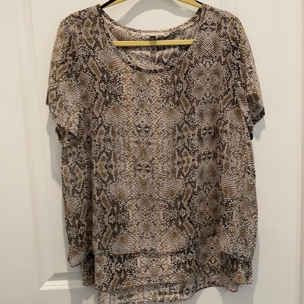 Snake skin print pull over blouse